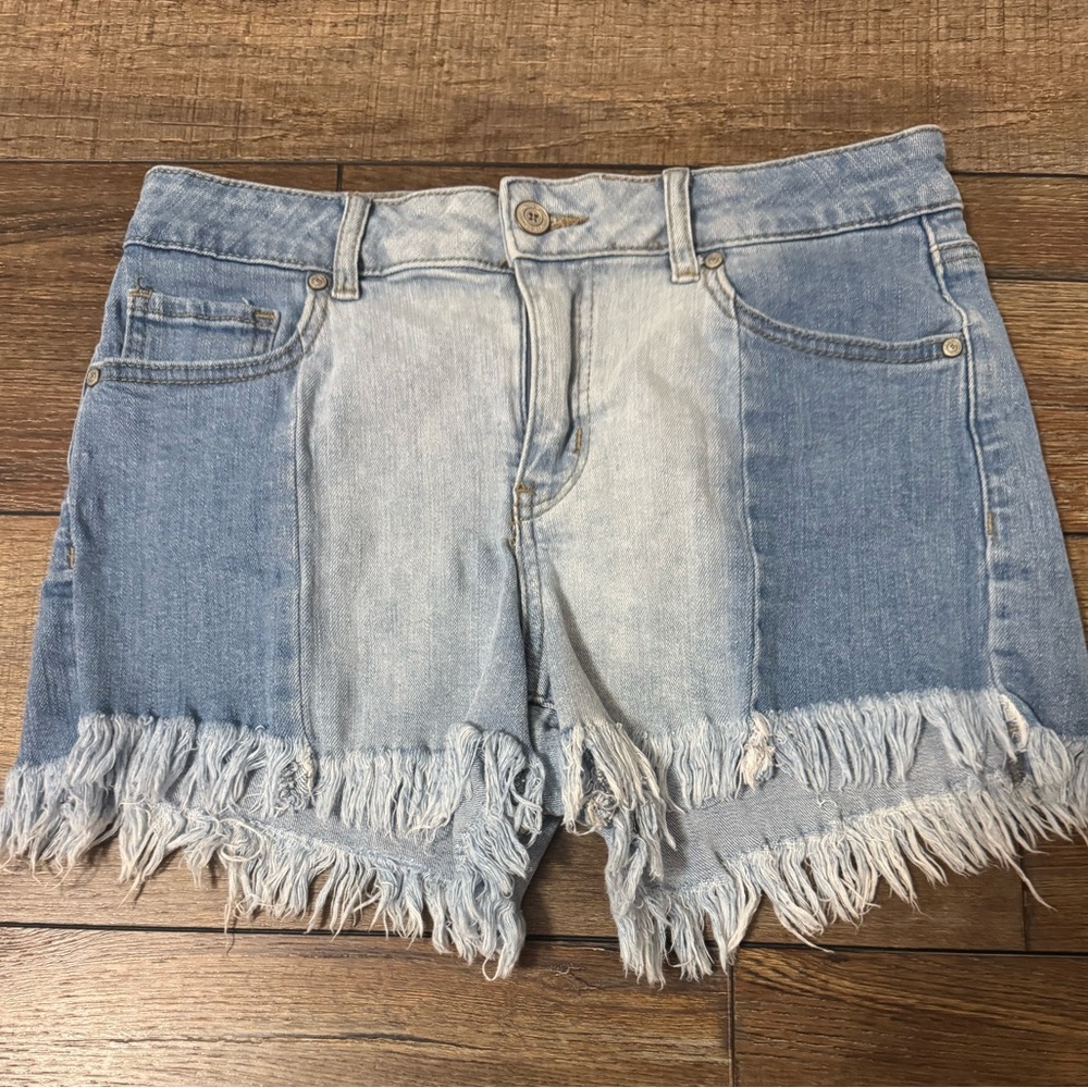 Altar'd State Blue Jean Shorts with Frayed Hem
